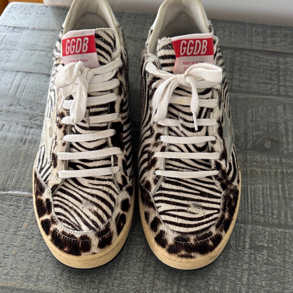 Golden Goose Zebra Print Sneakers with White Laces